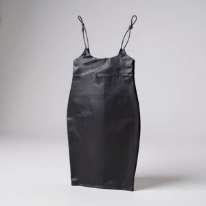 Fashion Nova Urban Chic Pencil Faux Leather Black Midi Skirt Straps Slit M